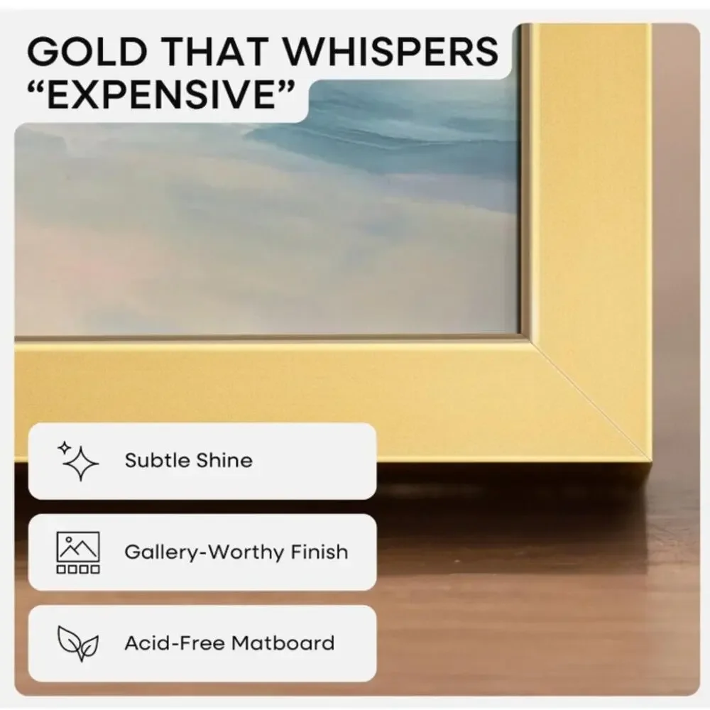 11x22 Gold Metal Picture Frame Tempered Glass Wall Display New
